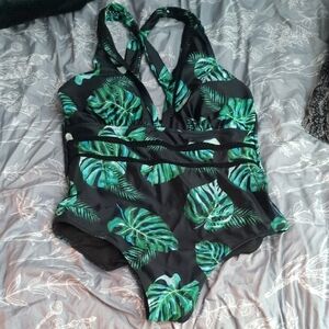 Tropical Leaf Print Swimsuit